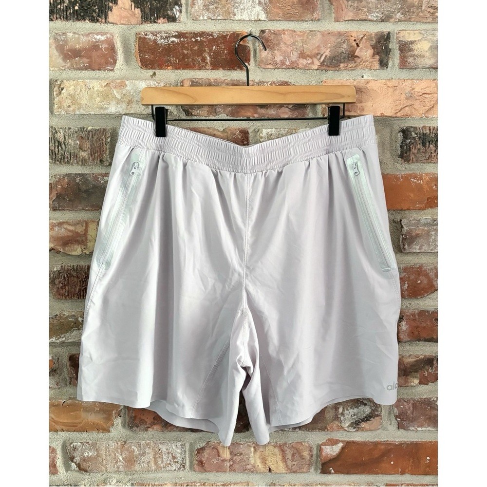 Alo Men’s Gray Active Shorts Lined, XXL
